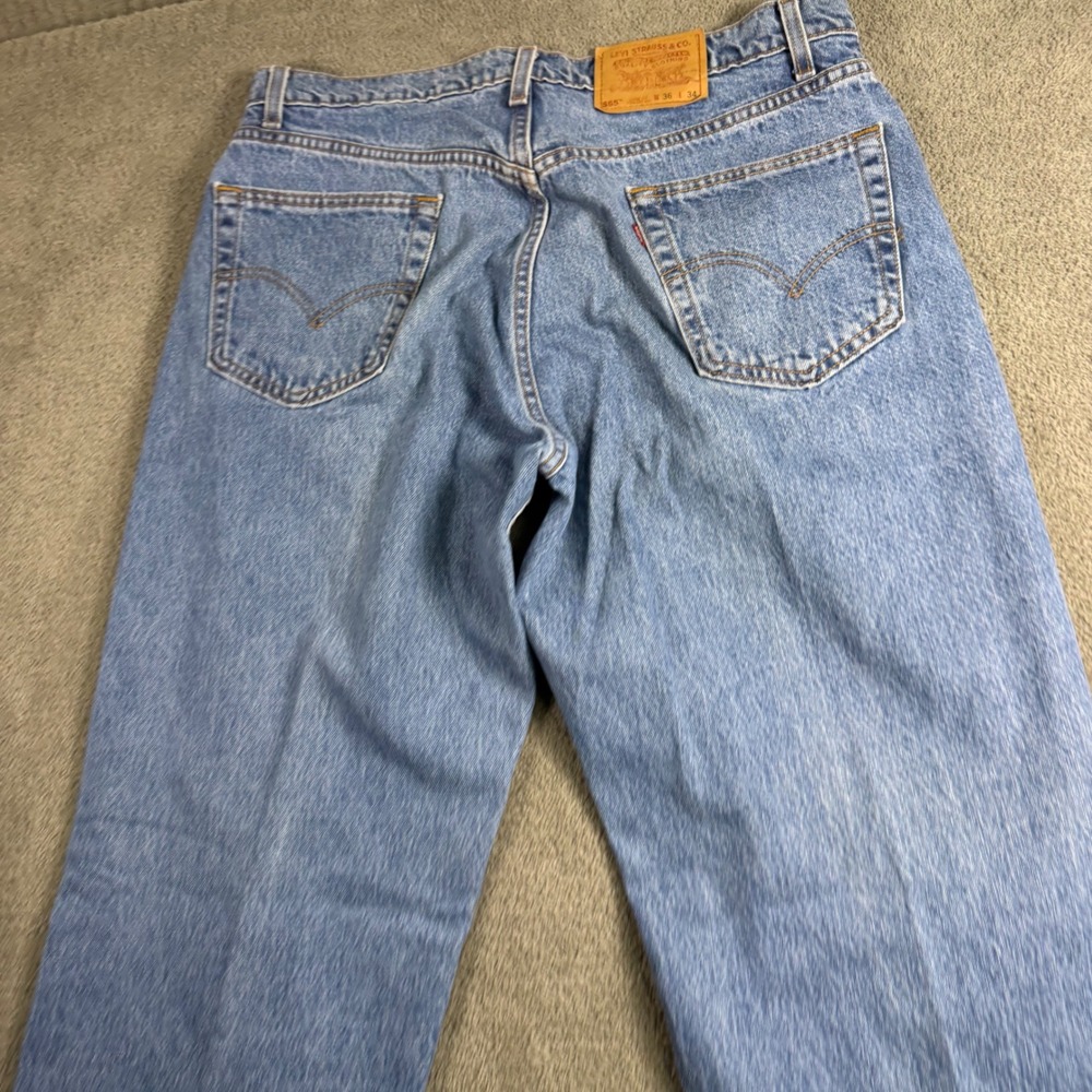 Levis 565 Loose Fit Straight Leg Jeans Light Wash Blue Denim 36x34 Mens 9365